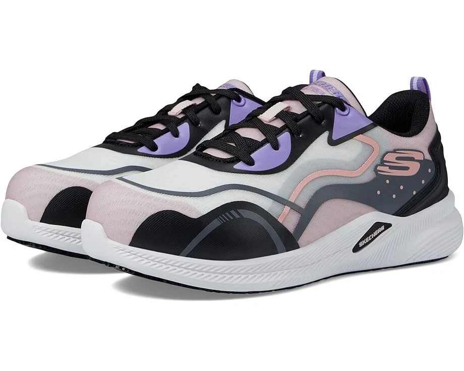 Skechers Carbix Fiber Toe Slip Resistant Sneakers Size 8.5M Gray Aqua 108139 GUC