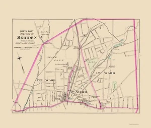 Historischer Stadtplan - Meriden North Part Connecticut - Hurd 1893 - 23 x 27,18 - Bild 1 von 20