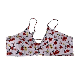 Top bikini da donna Bohemian taglia 4XL bianco rosso V collo costume da bagno wireless floreale - Foto 1 di 8