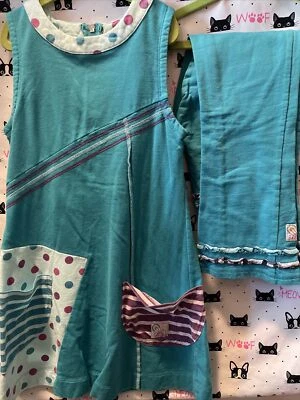 NAARTJIE 2 pc Teal set TUNIC tank DRESS & LEGGINGS pants size 9 Years XXXL - Image 1 of 4