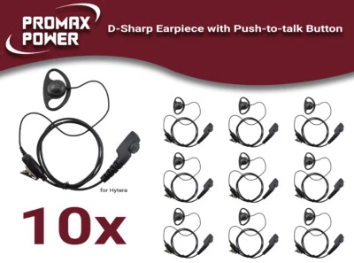 10x D-Shaped Earpiece Headset w/ PTT for Hytera 2-Way Radios PT560, PD700, PD780 - Image 1 of 4