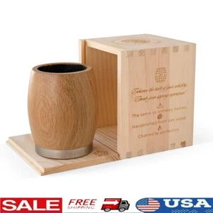 Handcrafted Oak Whiskey Tumbler Charred Interior Rustic Gift Bourbon Lovers New - Picture 1 of 9