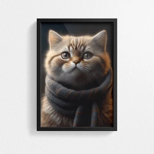 Cat with Woolly Scarf – Wall Decor Print Poster - A6 A5 A4 A3 A2 A1 - Gift Idea - Picture 1 of 13