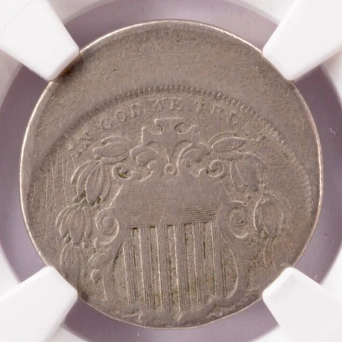NGC 5c (1866-1883) Shield Nickel Struck 25% Off-Center VF Details Cover
