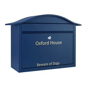 Wall Mounted Letter Box Partridge Outdoor Lockable Oxford Blue - Picture 1 of 3