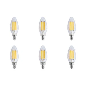 SATCO 8W C11 LED - Clear - 3000K - 120V - 6-Pack - Picture 1 of 2