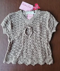 Barbara FarberToddler Short Sleeve V-Neck Crocheted Sweater 4T NWT - Picture 1 of 8