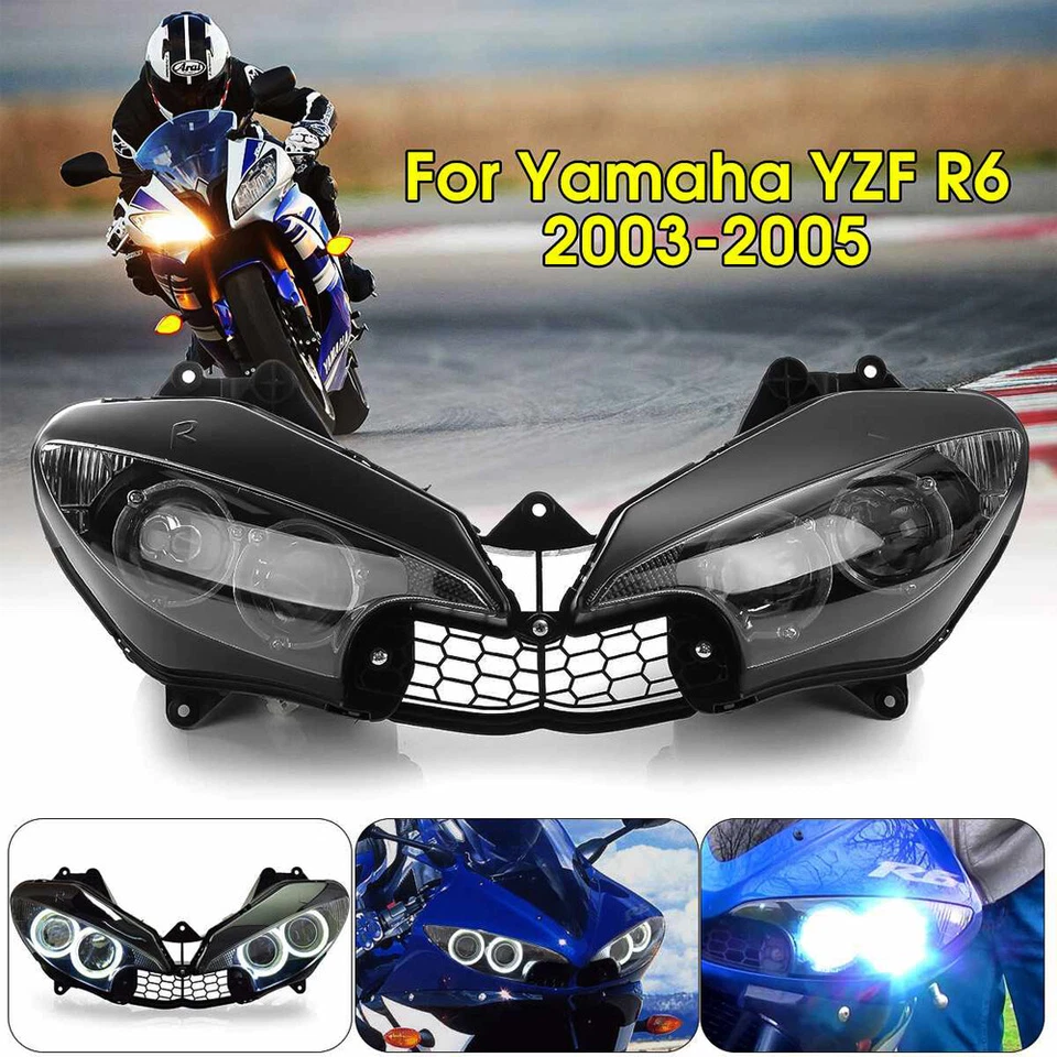 Headlight For Yamaha YZF R6 2003-2005 Front Headlamp Assembly YZF R6S 2006-2009 Foto 1 de 4