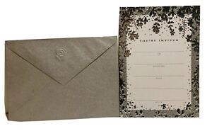 Carlton “Your Invited” Invitation Cards- 8ct W/envelopes, Silver Design