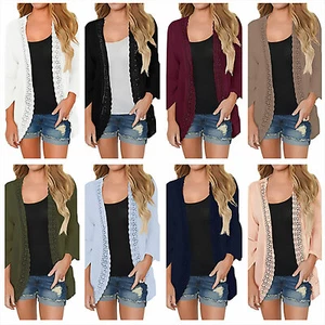 Long Sleeve Open Front Shrug Cropped Bolero Short Casual Women Cardigan Tops - Picture 1 of 16