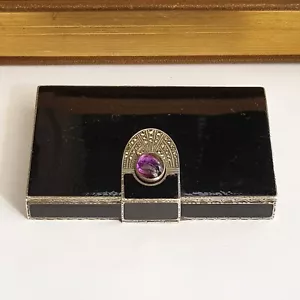 Sterling Silver/Enamel/Amethyst Cabochon Flappers Cigarette Case Art Deco c1928 - Picture 1 of 15