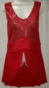 Dancewear Complements Liturgical Church Praise Dance Women Red Sequin Tunic M Sz - Picture 1 of 3