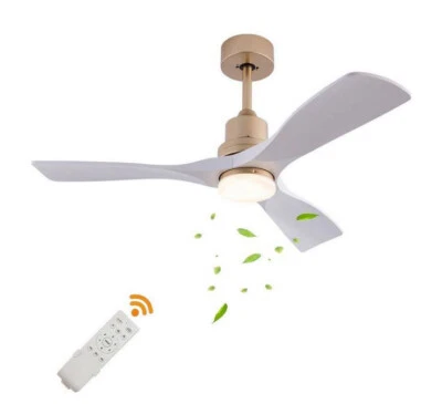 OUKANING 42" Indoor White & Gold Modern Ceiling Fan LED Light Source & Remote - Image 1 of 4