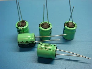 (5) XICON HTRL100V47 100V 47uF 105°C HIGH TEMP RADIAL ELECTROLYTIC CAPACITOR - Picture 1 of 4
