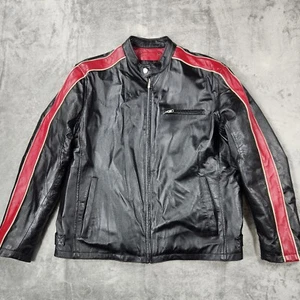 Wilsons Leather Jacket XL M. Julian Moto Racing Stripe Cafe Racer Motorcycle - Picture 1 of 17