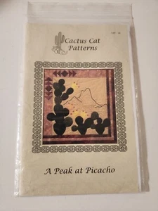 Modello trapunta da parete Cactus Cat Patterns Peak at Picacho Southwestern 26 x 27" - Foto 1 di 3