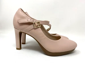 Clarks Ambyr Shine Women 5 Mary Jane Pump PINK Comfort Shoe Strap Slip On Heel - Picture 1 of 5