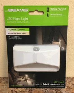 Mr Beams MB710-WHT Battery Powered Motion Sensing 15 Lumen LED Night Light 1 Pk - Picture 1 of 2