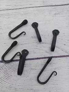 6 Large Wrought Iron Nail Hooks, 1-3/4" tall, Colonial Reproduction Hardware - Picture 1 of 5