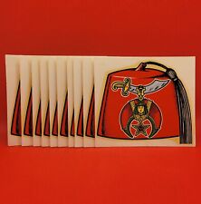Lot Of 10 Vintage 1950s Shriners Fez Car Decals Stickers Unused Masonic Osers
