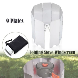 9 Platten Faltbar Outdoor Campingkocher Windschutzscheibe für Herd Gaskocher - Bild 1 von 14