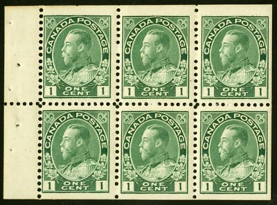 Canada   1911-25  Unitrade # 104a Mint Lightly Hinged  Fine/Very Fine  Bklt Pane - Image 1 of 2