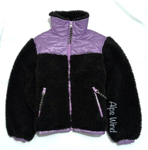 NWT Coach Quilted Sherpa Black/Purple Zip Up Jacket Size XS MSRP: $598 - Picture 1 of 11