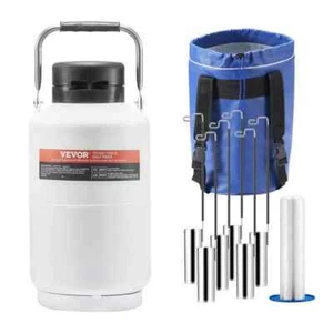 Liquid Nitrogen Tank 3 L Aluminum Alloy LN2 Container Dewar 6 Canisters Carry Ba - Picture 1 of 8