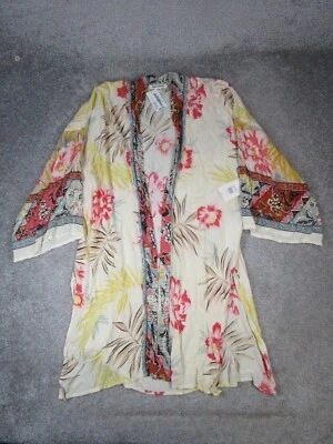 Kimono Billabong Fire Night para mujer pequeño beige rojo amarillo floral frente abierto nuevo Foto 1 de 4