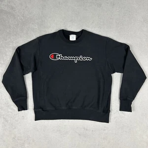 Vintage Champion Reverse Weave Sweatshirt Men’s Large L Black Pullover Crew Neck - Picture 1 of 9