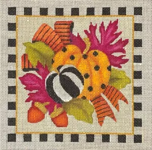 Needlepoint Handpainted Amanda Lawford Funky Pumpkins 6x6 - Picture 1 of 4