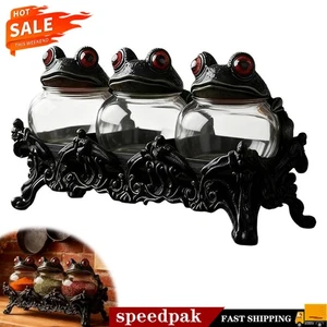 Witchy Frog Apothecary Spice Jars, Vintage Class ApothecaryJars with FrogLids - Picture 1 of 11