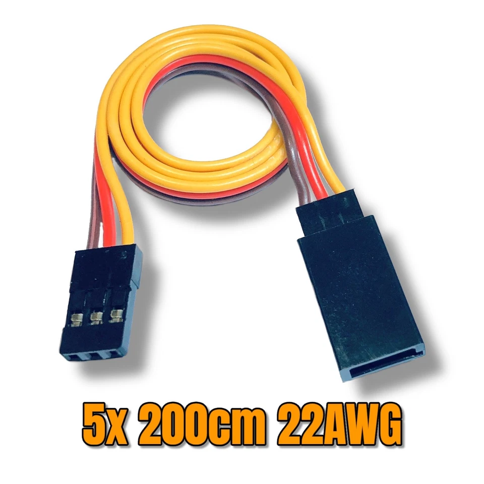 ✅ 5x Servokabel Verlängerungskabel 200cm 2m Servo Kabel Verlängerung JR 22AWG ✅ - Bild 1 von 4
