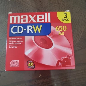Maxwell CD-RW 650 Mb 3 Pack Unused Free Ship U.s. - Picture 1 of 4