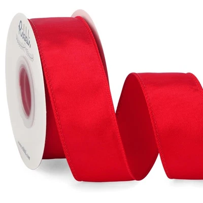 Red Satin Wired Ribbon 1.5 Inch Red Christmas Ribbon for Gift Wrapping Wreath... - Image 1 of 4