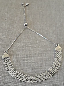 Ross Simons Sterling Silver Mesh Bolo Bracelet Adjustable 3.5" to 9" - Picture 1 of 4