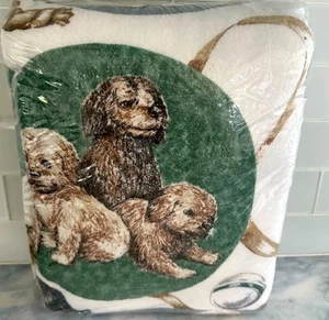 Puppies Cuddly Fashion Print Adorable Blanket By Zova Vintage - Picture 1 of 6