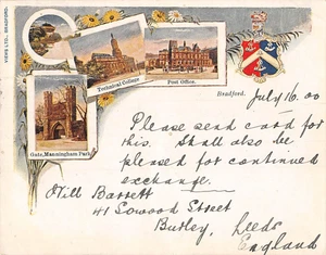 POSTCARD YORKSHIRE BRADFORD MULTI VIEW (COURT CARD) c 1900 - Picture 1 of 2