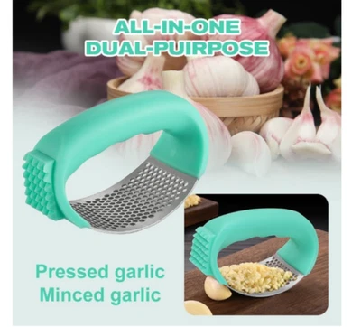 Upgraded Garlic Press Rocker, Stainless Steel Mincer Crusher with Peeler & Brush - Image 1 of 4
