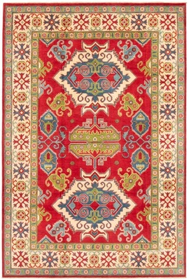 Alfombra de área geométrica tradicional anudada a mano alfombra de lana oriental de 6'8" x 9'10" Foto 1 de 4