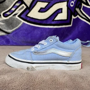 Size 8c - Vans Ward Little Girls Canva Skateboard Sneaker Low Top Lace Up Shoes - Picture 1 of 8