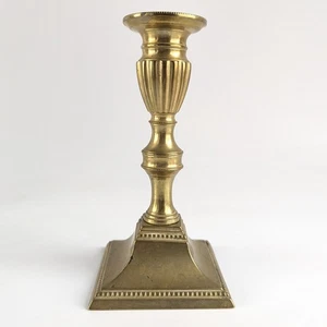Antique English George III Brass Pushup Candlestick Fluted Capital Beaded Base - Picture 1 of 12