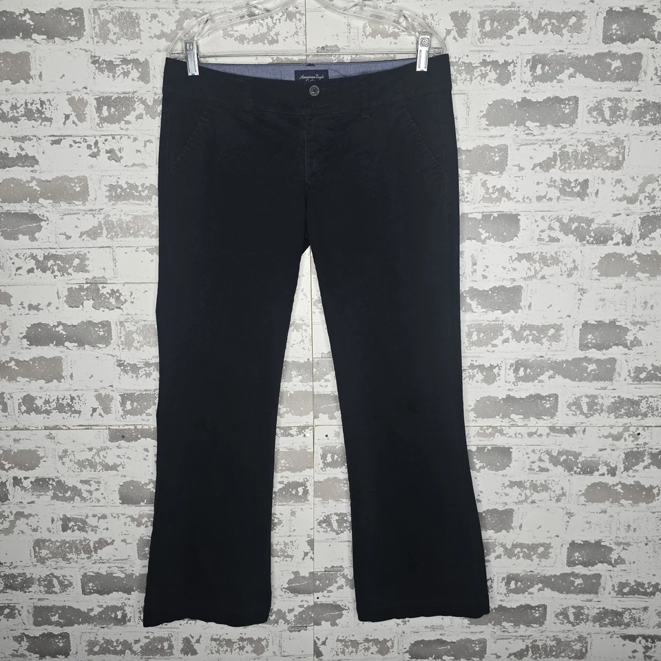 Pantalones cortos American Eagle para mujer 8 negros de algodón elásticos tiro bajo bootcut bohemio Foto 1 de 4