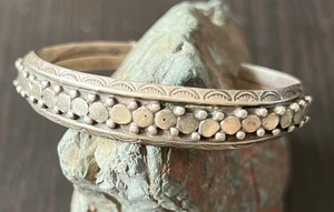 PULSERA BRAZALETE SUROESTE TEMPRANO plata estampado a mano gotas de lluvia Navajo 6 1/4" - Imagen 1 de 10