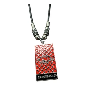 Arkansas Razorbacks Dog Tag Necklace – 18" Black Cord with Beaded Accents - Picture 1 of 1