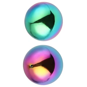 2pz Sfera Specchio Globo Osservazione Arcobaleno Acciaio Inox Palline Metallo Colorate - Foto 1 di 12