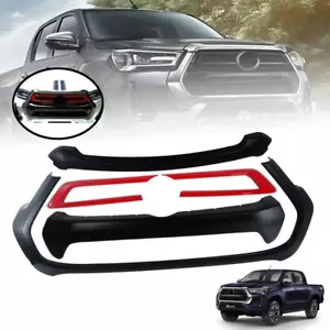 Front Grille Set Cover Matte Black Red For Toyota Hilux SR5 Pickup UTE 2020-2021 - Bild 1 von 8