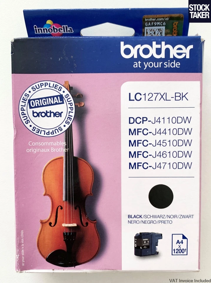 Genuine Brother LC127XL Black Ink Cartridges Date 2024 LC127XL-BK VAT Invoice - Image 1 of 1