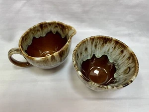 Vintage Canonsburg USA Keramik braun Tropf Milchkännchen & Zuckerdose Sahnekännchen - Bild 1 von 11