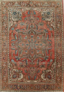 Vintage Red/ Brown Wool Heriz Area Rug 8x11 Hand-knotted Living Room Carpet - Picture 1 of 23
